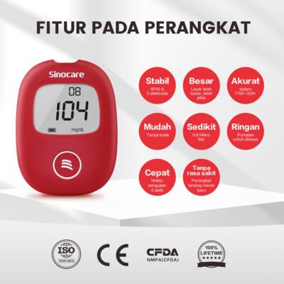 Alat Ukur Cek Gula Darah Instant Sinocare Safe AQ Smart 95% Akurat
