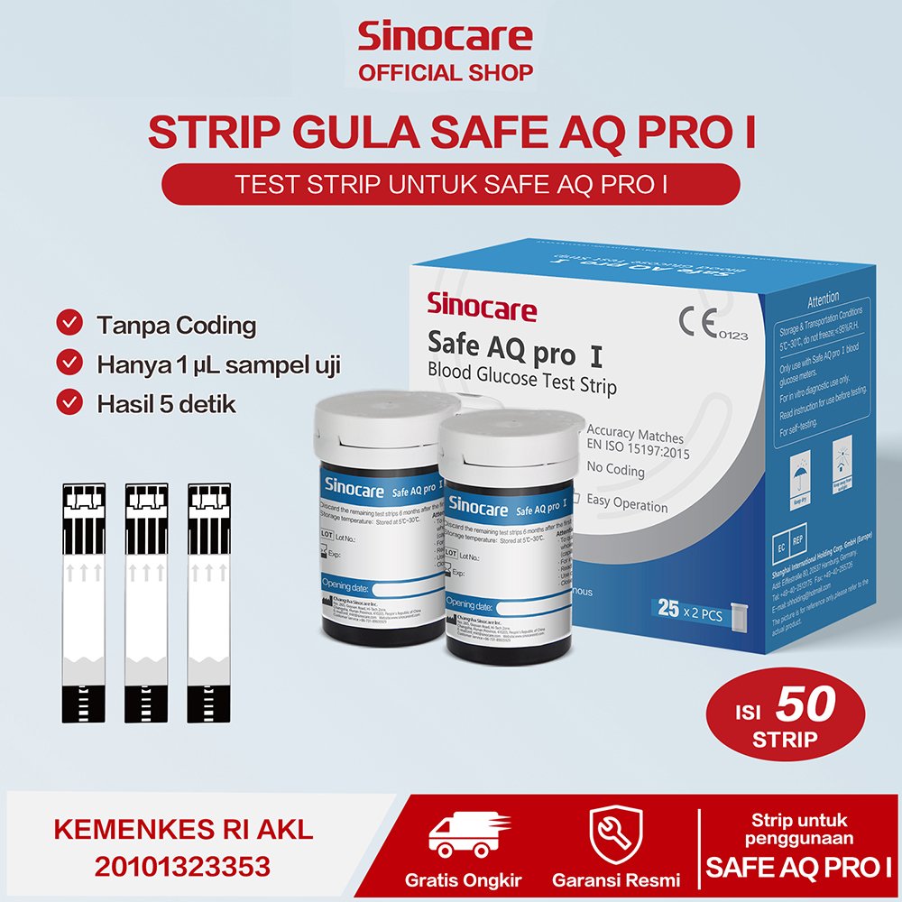 Sinocare Safe AQ Pro I Strip Uji Gula Darah (50 Strip Only)